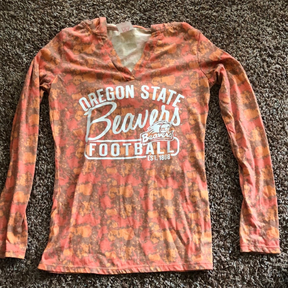 OSU, Womens Small, long sleeve shirt with hood.